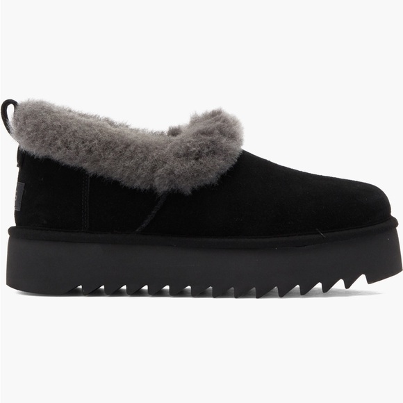 LIKE NEW UGG Nita Genuine Shearling Platform Slipper Black Lug Sole size 9 - Picture 1 of 10